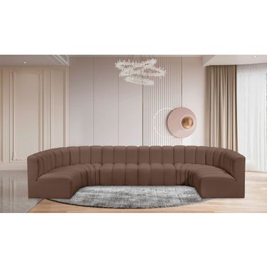 Arc Vegan Leather 8 Piece Modular Sofa In Brown
