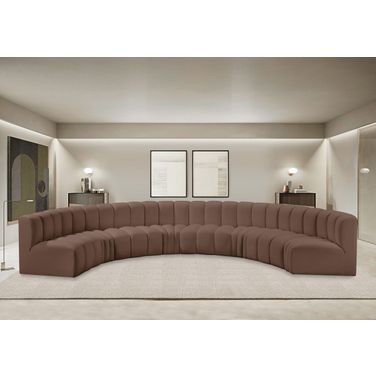 Arc Vegan Leather 8 Piece Modular Sofa In Brown