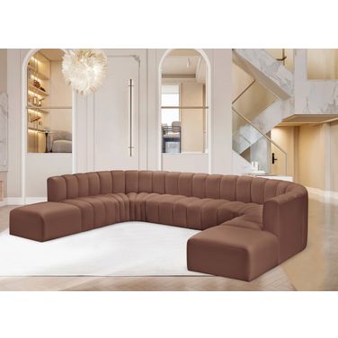 Arc Vegan Leather 10 Piece Modular Sofa In Cognac
