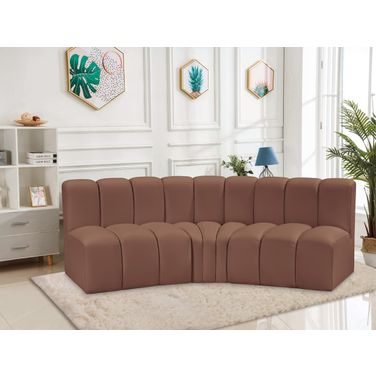 Arc Vegan Leather 3 Piece Modular Sofa In Cognac