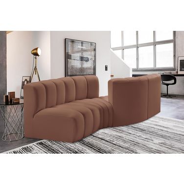 Arc Vegan Leather 4 Piece Modular Sofa In Cognac
