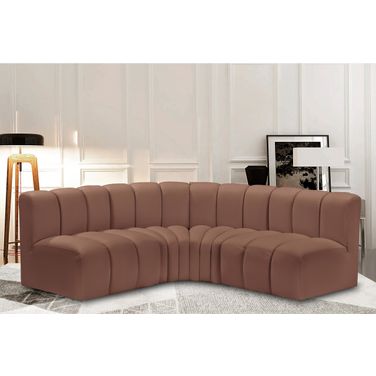 Arc Vegan Leather 4 Piece Modular Sofa In Cognac