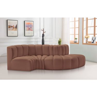 Arc Vegan Leather 4 Piece Modular Sofa In Cognac