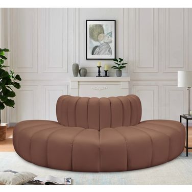 Arc Vegan Leather 4 Piece Modular Sofa In Cognac