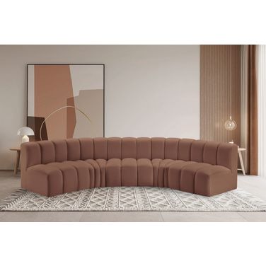 Arc Vegan Leather 5 Piece Modular Sofa In Cognac