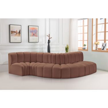 Arc Vegan Leather 5 Piece Modular Sofa In Cognac