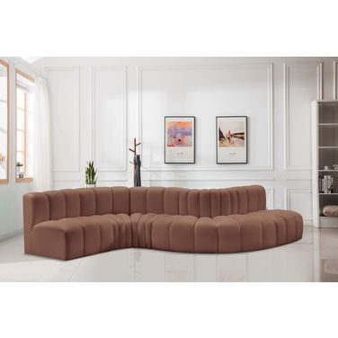 Arc Vegan Leather 6 Piece Modular Sofa In Cognac