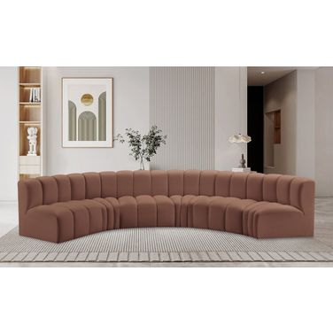 Arc Vegan Leather 6 Piece Modular Sofa In Cognac