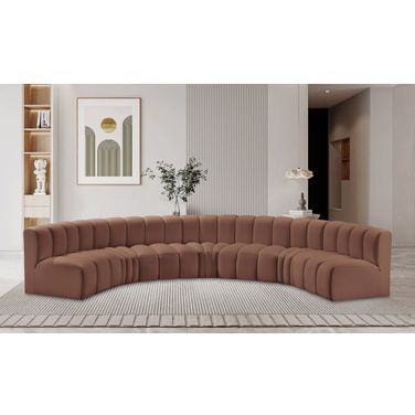 Arc Vegan Leather 7 Piece Modular Sofa In Cognac
