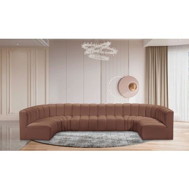 Arc Vegan Leather 8 Piece Modular Sofa In Cognac