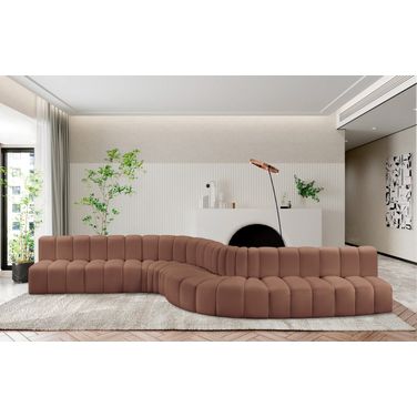Arc Vegan Leather 8 Piece Modular Sofa In Cognac