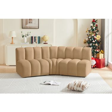 Arc Velvet 3 Piece Modular Sofa In Camel