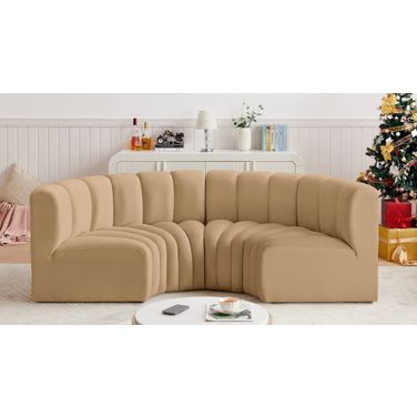 Arc Velvet 4 Piece Modular Sofa In Camel