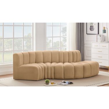 Arc Velvet 4 Piece Modular Sofa In Camel