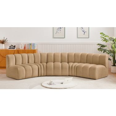 Arc Velvet 5 Piece Modular Sofa In Camel