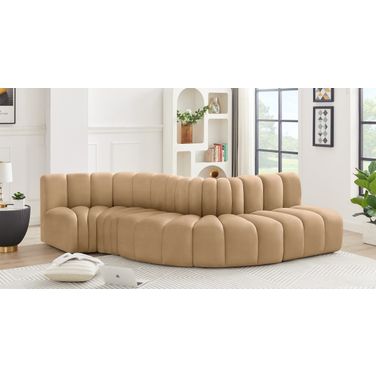Arc Velvet 5 Piece Modular Sofa In Camel