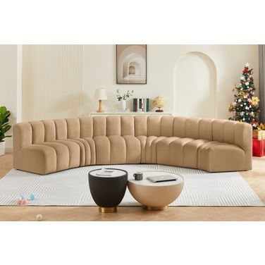 Arc Velvet 6 Piece Modular Sofa In Camel