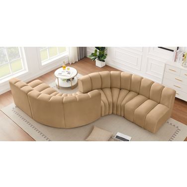 Arc Velvet 6 Piece Modular Sofa In Camel
