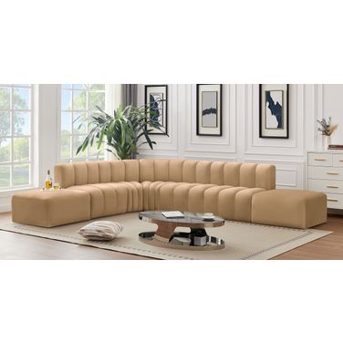Arc Velvet 7 Piece Modular Sofa In Camel