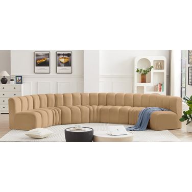 Arc Velvet 7 Piece Modular Sofa In Camel