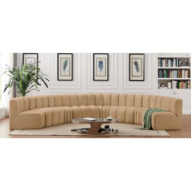 Arc Velvet 8 Piece Modular Sofa In Camel