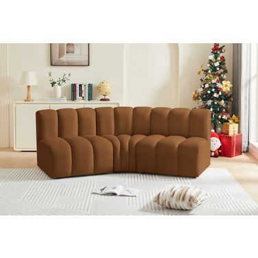 Arc Velvet 3 Piece Modular Sofa In Saddle