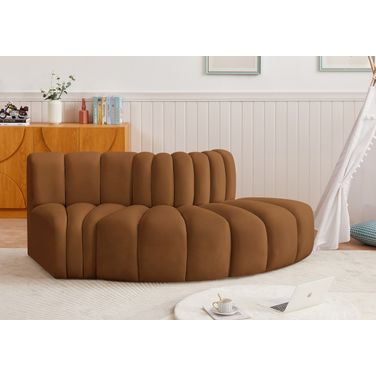 Arc Velvet 3 Piece Modular Sofa In Saddle