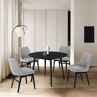 Arcadia Black 42 Inch Round Dining Room Set with Azalea Chairs