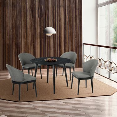 Arcadia Black 42 Inch Round Dining Room Set with Juno Chairs