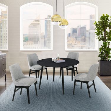Arcadia Black 48 Inch Round Dining Room Set with Azalea Chairs