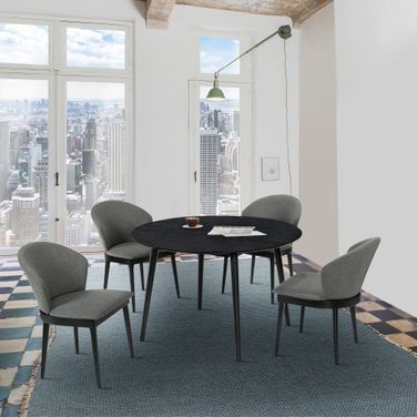 Arcadia Black 48 Inch Round Dining Room Set with Juno Chairs