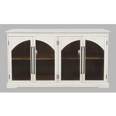 Archdale 65 Inch Gothic Arch Sideboard Storage Cabinet with Glass Doors In White