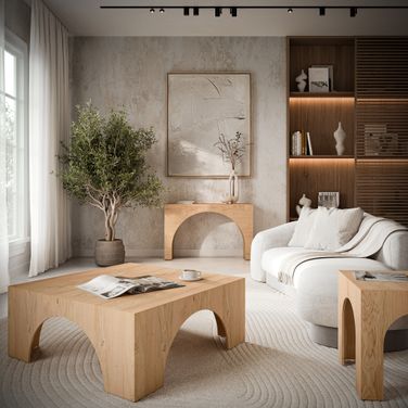 Archimedes Square Occasional Table Set In Oak
