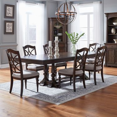 Arden Road 7 Piece Trestle Table Set In Cherry
