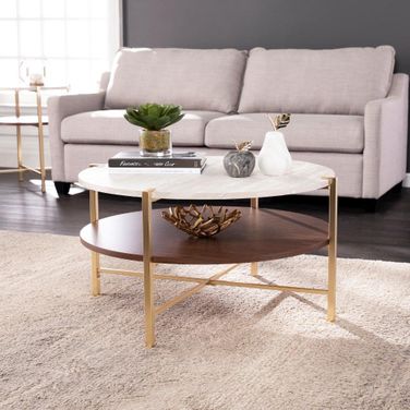 Ardmillan Round Faux Marble Cocktail Table