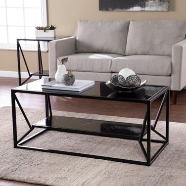 Argall Glass-Top Cocktail Table With Storage
