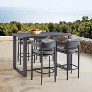 Argiope Outdoor Patio Bar Table Set In Dark Grey