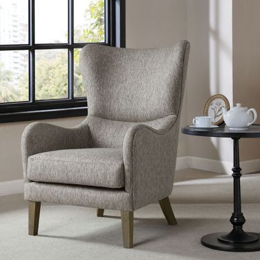 Arianna Swoop Wing Chair In Grey