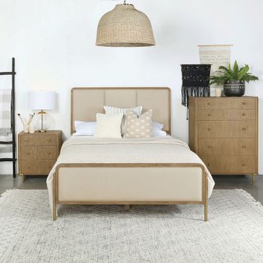Arini 56 Inch Eastern King Panel Bed In Sand Wash and Cream
