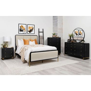 Arini Panel Bedroom Set In Cream and Black
