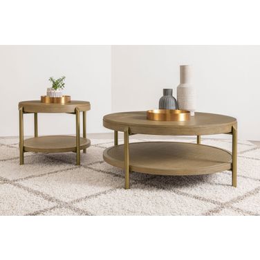 Arini Round Occasional Table Set In Sand Wash and Natural