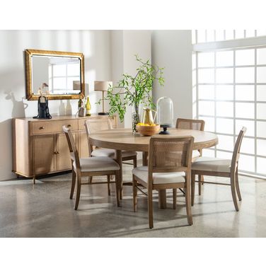 Arini Round Wood Dining Room Set In Sand Wash