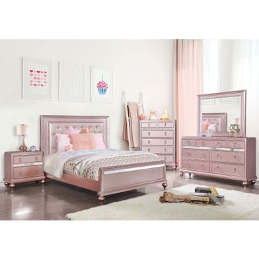 Cleo Velvet Bedroom Set In Pink