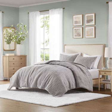 Arlo Oversized 3 Piece Comforter Set In Charcoal