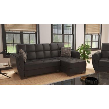 Armada Air Upholstered Convertible Chaise Lounge with Storage In Black AIR-CL-115-PU