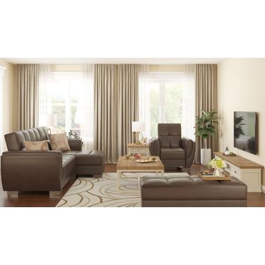 Armada Air Upholstered Convertible Chaise Lounge with Storage In Brown AIR-CL-116-PU