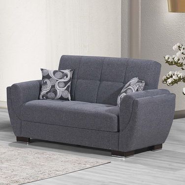 Armada Air Upholstered Convertible Loveseat with Storage In Gray