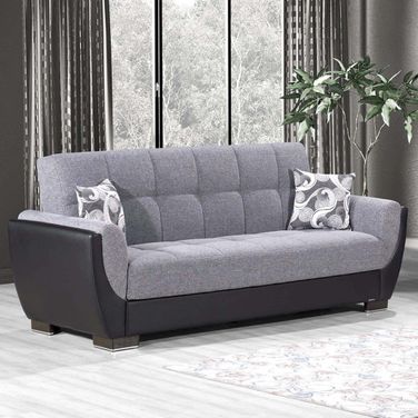 Armada Air Upholstered Convertible Sofabed with Storage In Gray and Black