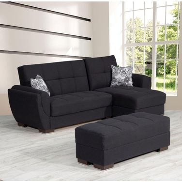 Armada Air Upholstered Ottoman with Storage In Denim Blue