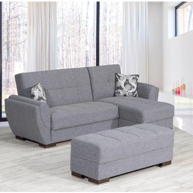 Armada Air Upholstered Ottoman with Storage In Gray